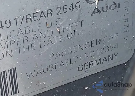 2012 Audi A4 2.0T Premium from USA, damaged, VIN WAUBFAFL2CN012394